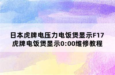 日本虎牌电压力电饭煲显示F17 虎牌电饭煲显示0:00维修教程